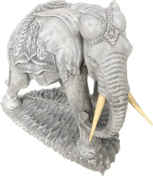 Product image 4 of the product “Avan - Elephant with blanket, looking to the right. 63 cm L | cast stone ”